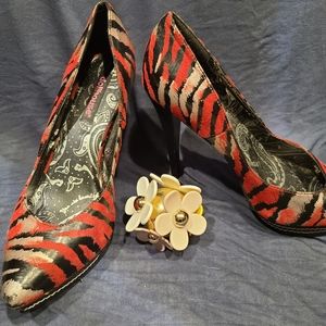 Dollhouse Red and Black Zebra Heels